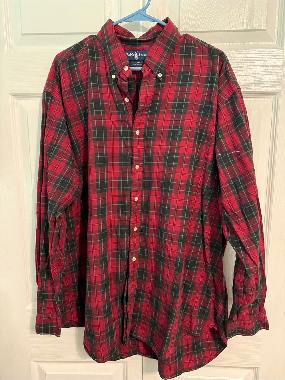 Ralph Lauren Red and Dark Green Plaid Button-Down Shirt